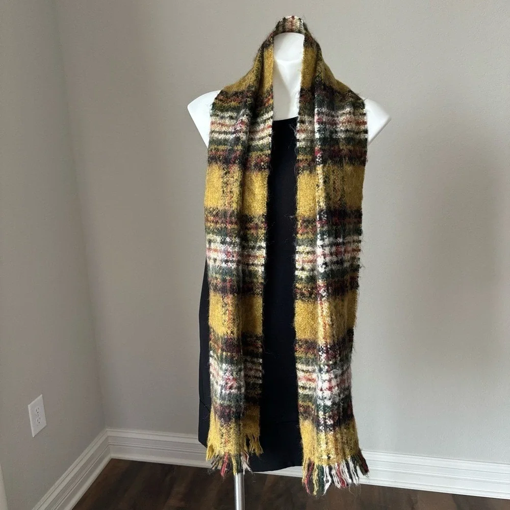 Guillaume de Mons Paris Mohair Blend Mustard Yellow Fall Fringe Women's Scarf‎